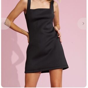 Cynthia Rowley Black bonded  Square-Neck Mini Dress